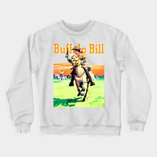 Buffalo Bill Running on Horseback through The  Desert Western Robbery Cowboy Retro Comic Crewneck Sweatshirt